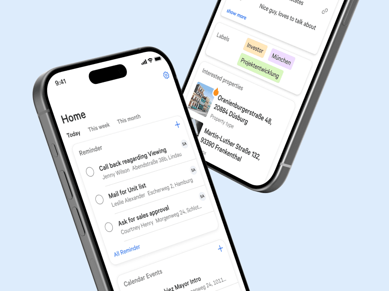 A real estate professional using the REO property app on a phone